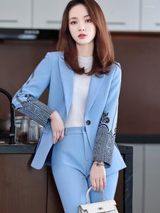 Women's Two Piece Pants Style Long-sleeved Fashion Suit White-collar Temperament Work Uniform El Business Formal Dress Suits For Women