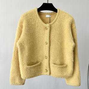 Women's Knits Tees High Quality PINK Single Breasted Vintage Albaka Wool Knitted Cashmere Sweater Cardigan Women Autumn Winter Mohair Overcoat 230324