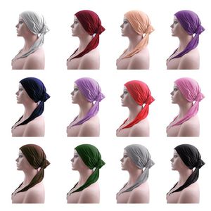 Gorro de chapéu de chapéu de cabelo turbante boné lenço de lenço de cabelo quimio câncer bandana bandana capa muçulmana hijab interna cenário de cabeça de feminina elástica