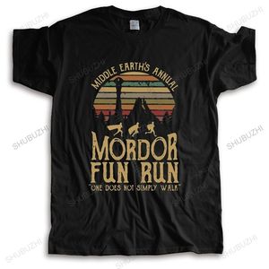 Mens TShirts men summer brand tshirt cotton t shirt Middle Earths Annual Mordor Fun Run Funny print Mens streetwear Teeshirt 230323