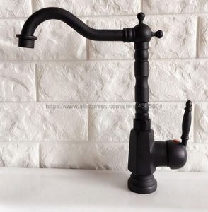 Bathroom Sink Faucets Deck Mounted Oil Rubbed Bronze Finish Faucet Basin Mixer Tap And Cold Water Nnf354