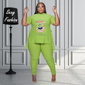 Damskie spodnie Plus Size L5XL 2023 Moda Plus Rozmiar Dwukierunowe zestawy wiosna lato kobiet odzież drukowania krótkiego rękawu swobodne garnitury damskie damskie stroje 230324