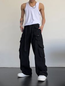 Calças masculinas Retro Hight Street Cargo Multipockets LOW LOLHAS TRUSTERS MONAS MEN MENINO PAIS BAIXA TRUSERS LARCA 2023 VERÃO Y2K Hiphop Pant Grey 230324