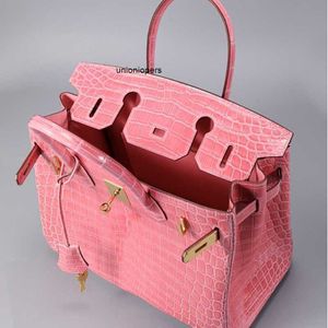 Birkinbag Crocodile Bags Nile High Gloss Leather Womens Bag Wax Thread Hand Syn Handbag Luxury Privat Custom Large AYW