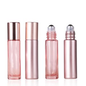 5ml 10ml Pink Glass Roller Bottles with New Lids And Metal Ball
