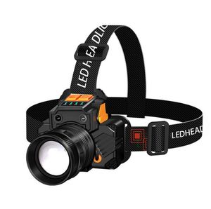 Kraftfull T6 -sensor Strålkastare LED -LED ZOOM Laddningsbar strålkastare Super Bright Tactical Hunt Head Lamp utomhus Fiske Vandring Camping Strålkastare