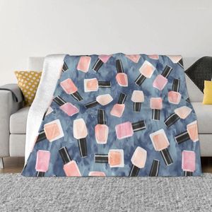 Coperte Coperta per smalto 3D stampato in morbido pile di flanella caldo rosa blu per manicure per la trapunta del divano della camera da letto di casa