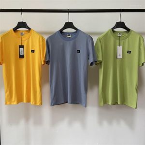 Camisetas masculinas 2023 verão cp camisetas masculinas puro algodão tripulação manga curta jovens estudantes simples solto meia cor sólida camiseta top