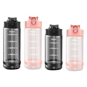 water bottle 500/700ML Portable Large-capacity Water Bottle Sports Straw Cups dent Plastic Water Cups Drop-resistant Leak-proof P230324 good