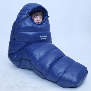 Sacos de dormir de penas de ganso ultraleve para acampamento ao ar livre para caminhadas à prova d'água Saco de dormir de plumas de múmia 230324