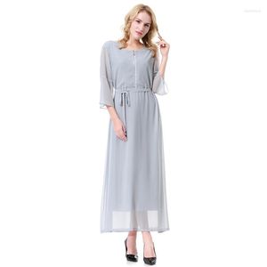 Etniska kläder Eid Kaftan Abaya Dubai Turkiet Muslim Fashion Chiffon Dress Malaysia Islam Africa Costume For Women Robe