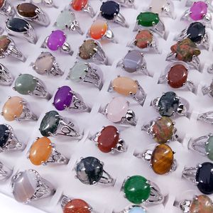 Natural Stone Rings Opal Quartz Aventurine Tiger's Eye Agate Crystal Women Ring Party Wedding