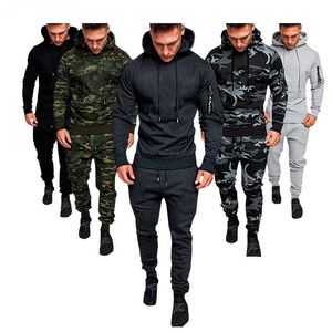 2023 plus size 3xl Men's Tracksuits Military Hoodie 2 Pieces Sets Your Camouflage Muscle Man Spring Autumn Tactical Sweat Jacket Pants Athletic Wear 7 Colors