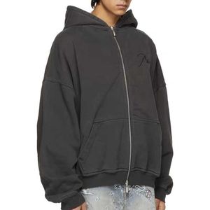 Version High Early Autumn Style Meichao Rhude Embroidered Letter Hoodie Zip Cardigan Terry Coat