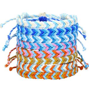 Braccialetti con ciondoli regolabili in corda intrecciata intrecciata a mano per donna, uomo, amante, tinta unita, spiaggia estiva