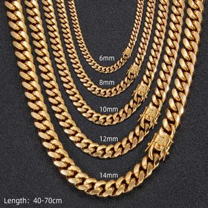 Personalisierte Stainls Stahl 18K Gold plattiert Miami Cuban Choker Hip Hop Cuban Link Chain Halskette für Männer Frauen311g