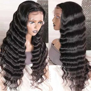 Przednia koronkowa peruka kobiecy fala wodna podzielona czarna czarna kręcone włosy błonnik do włosów nakrycia głowy 230323