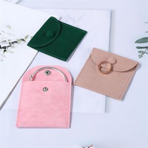 Storage Bags Fashion Women Snap Fastener Superior Soft Double Sided Velvet Bag Necklace Earrings Ring Pouch Girl Gift Jewelry