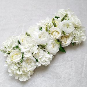 Ghirlande di fiori decorativi Matrimonio Strada citata Fiori Rosa di seta Peonia Ortensia Fai da te Porta ad arco Fiore Fila Finestra Stazione T Decorazione di nozze 50 cm 230324