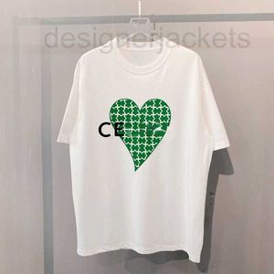 メンズTシャツデザイナーCトップサマーTシャツ新しいグリーンハートプリントラウンドネックショートスリーブプルオーバーファッションブランドカジュアルシャツカップルスウェットシャツ4XL 1VLM