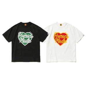 Högkvalitativ t-shirt människor Maked Loose Casual Heart Love Cotton Par Kort ärm T-shirt 22SS