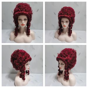 Косплей парик Хэллоуин Модель костюма парик Curly Wig Deep Red