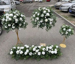 decoration new 60cm Dia silk artificial flower table ceneterpiece white flower greenery wedding table decoration imake716