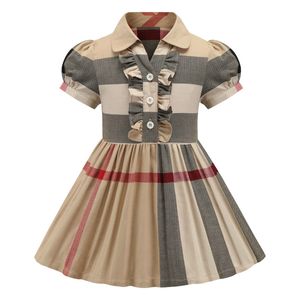 Girls Dress 2023 Summer Fashion Children Princess Baby Girl Dress Toddler Short Sleeve Cute Plaid Party Dresses 2-8 Years