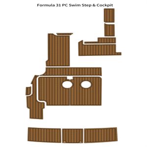 Formel 31 PC Swim Platform Cockpit Pad Boat Eva Foam Faux Teak Deck Floor Mat Self Backing Ahesive Seadek GatorStep Style Floor