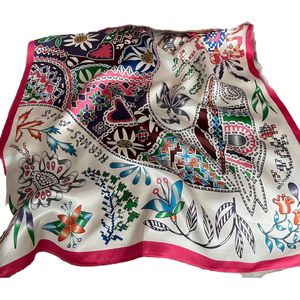 Cachecóis quadrados de seda de alta qualidade para meninas, cachecol de sarja requintado, quatro estações, bandana combinando, presentes de designer, acessórios perfeitos para amantes 53X53cm