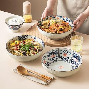 Миски 2023 тисненой суп ежедневный керамический посуда в европейском стиле.
