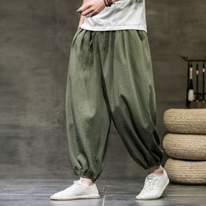 Мужские брюки мужчины Harajuku Harem 2023 Mens Summer Cotton Lense Joggers мужской винтажный китайский стиль спортивных штанов. Размер S3XL 230324