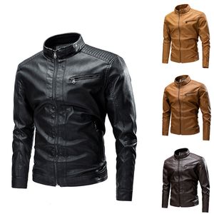 Men's Leather Faux 2023 Autumn Winter Fleece Jaqueta grossa Casual Vintage Motorcycle Biker Coat Male Marca Design Pu Jackets 230324