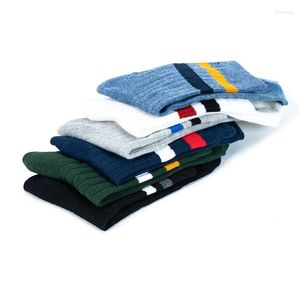 Men's Socks Men's Pieces 3 Pairs/pack Standard Thickness Men Striped Combed Cotton Harajuku Long Heap Sock Fashion Absorb