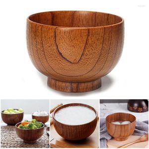 Bowls Solid Wood Round Bowl Wooden Dessert Salad Pasta Soup Brown Rice Kitchen Utensils DAG-ship