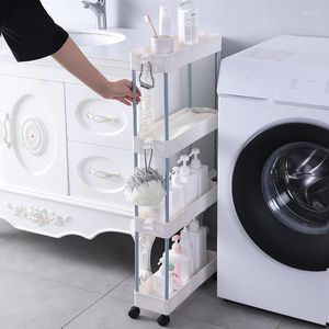 Ganci Carrello di stoccaggio sottile a 2/3/4 ripiani Scaffale mobile Organizzatore per cassetti Carrello estraibile per cucina Bagno Lavanderia Stretto