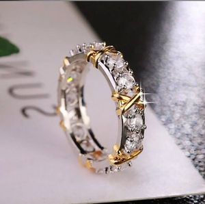 Modeschmuck Ringe Gold Trennung eingelegte Zirkon Ringe für Frauen Glamour Schmuck Verlobung Hochzeit Geschenke US-Größe 5-13