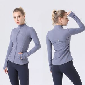 Yoga Women's Long Sleeves Solid Color Nude Sports Shaping Waist Tight Loose Jogging Sportswear Running Jacket Women Slim Fiess Coat wear