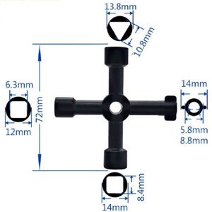 1PC Black Universal Cross Triangle Wrench KEY for Train Electrical Elevator Cabinet Valve Alloy