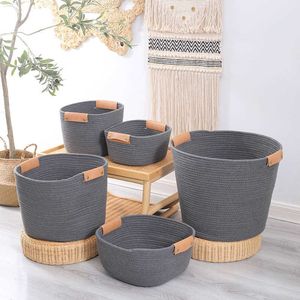 Storage Boxes Bins S M L Nordic Ins Style Simple Cotton Cord Storage Basket Desktop Floor Underbed Sundries Clothes Snack Toy Storage Organizer Box P230324