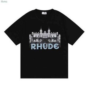 Męskie T-shirty Ameryka Tide Rhude Printed T Shirt Mężczyźni Kobiety umyte do starego okrągłego szyi Treetwear T-shirty Spring Summer High Street Style Rhudetbb4