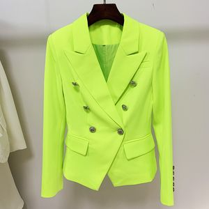 Abiti da donna Blazer ALTA QUALITÀ est 2023 Giacca firmata Classic Slim Fit Doppio petto Bottoni Leone Blazer Giallo fluorescente 230325