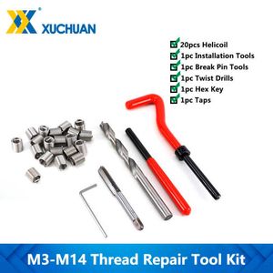 25pcs Thread Repair Tool Kit M3/M4/M5/M6/M7/M8/M10/M12/M14 for Restoring Damaged s Spanner Wrench Bit