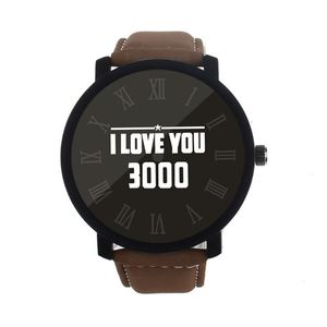 Wristwatches Man And Woman Watch I LOVE YOU 3000 Quartz Simple Leather Belt Watches Mens 2023 Men Wristwatch Clock Erkek Kol Saati