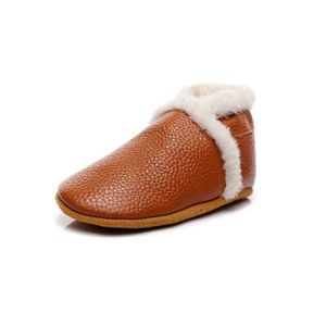 First Walkers Autumn Winter äkta läder Baby Moccasins Soft Bottom Baby First Walkers Spädbarn Crib Shoes Toddler Winter Indoor Boots 230325