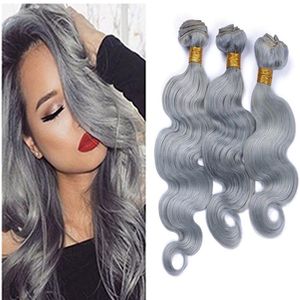 9A Gray Brazilian Virgin Hair Body Wave Wavy Extensions Sliver Grey Hair Weaving 3 Bundle Deals Unprocessed Virgin Human Hair Weft281n