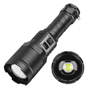 Starke Mini -LED -Taschenlampe schwarzer Torch mit XHP70 Lampe Perlen Tactical Torches Super tragbare wiederaufladbare Lampe für Expeditionen, Jagd usw.