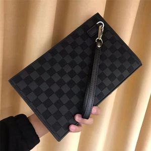 Clutch Bags Wallets New men's business handbags temperament handbags Checker printed envelopes Men's handbags