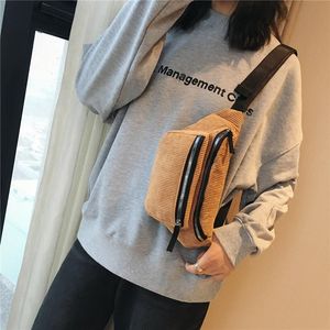 Waist Bags Women Corduroy Bag Ladies Designer Canvas Fanny Pack Fashion Brown Money Phone Chest Banana Female Bum Belt BagsWaist