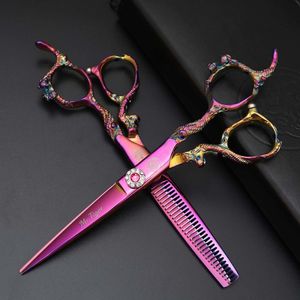 Tesoura de cabelo Japão 55 60 molho profissional ralando barbeiro cisalhamento de salão de corte 230325